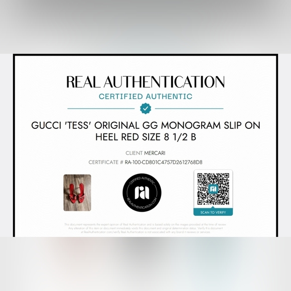 Gucci 'Tess' Original GG Monogram Slip On Heel Red Size 8 1/2 B - Picture 16 of 16